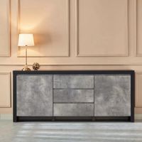 APARADOR MIXUR 2 PUERTAS 3 CAJONES NEGRO ROBLE Y CEMENTO 200X85CM