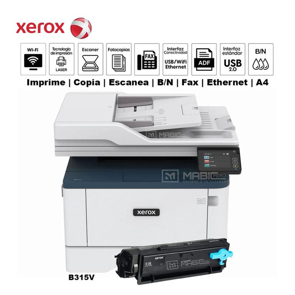 IMPRESORA MULTIFUNCIONAL LASER XEROX B315V WIFI USB FAX RED