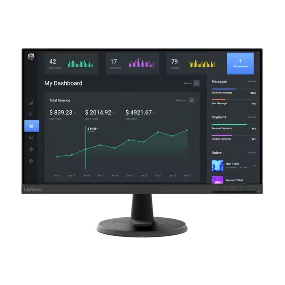 MONITOR LENOVO C24-40, 23.8"" WLED VA, ANTI-GLARE, 75HZ, 1 X HDMI, VGA