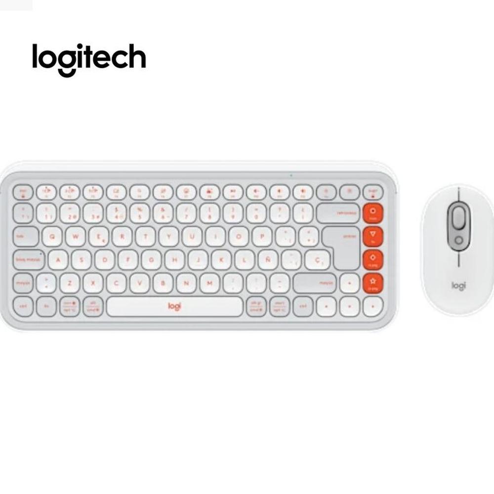 TECLADO LOGITECH + MOUSE POP ICON BLUETOOTHWIRELESS SP  COPILOT WHITE