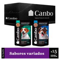 Caja x15 Comida Húmeda de Cachorro Canbo Dos Sabores 100gr