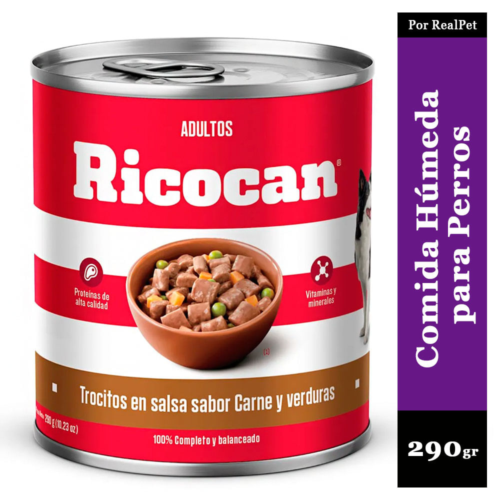 Comida húmeda Trocitos Perro Ricocan Carne verduras 290gr