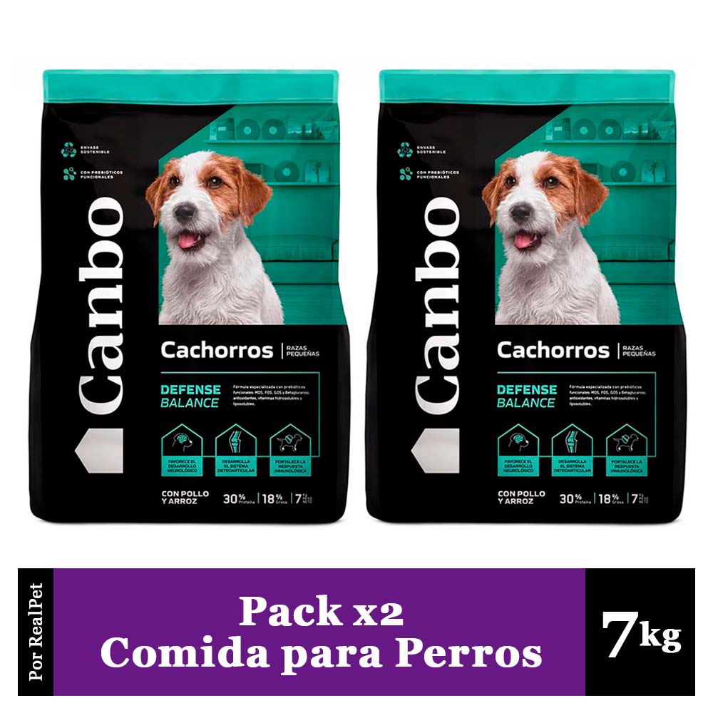 Pack x2 Comida para Perro Cachorro Pequeño Canbo Pollo 7 kg