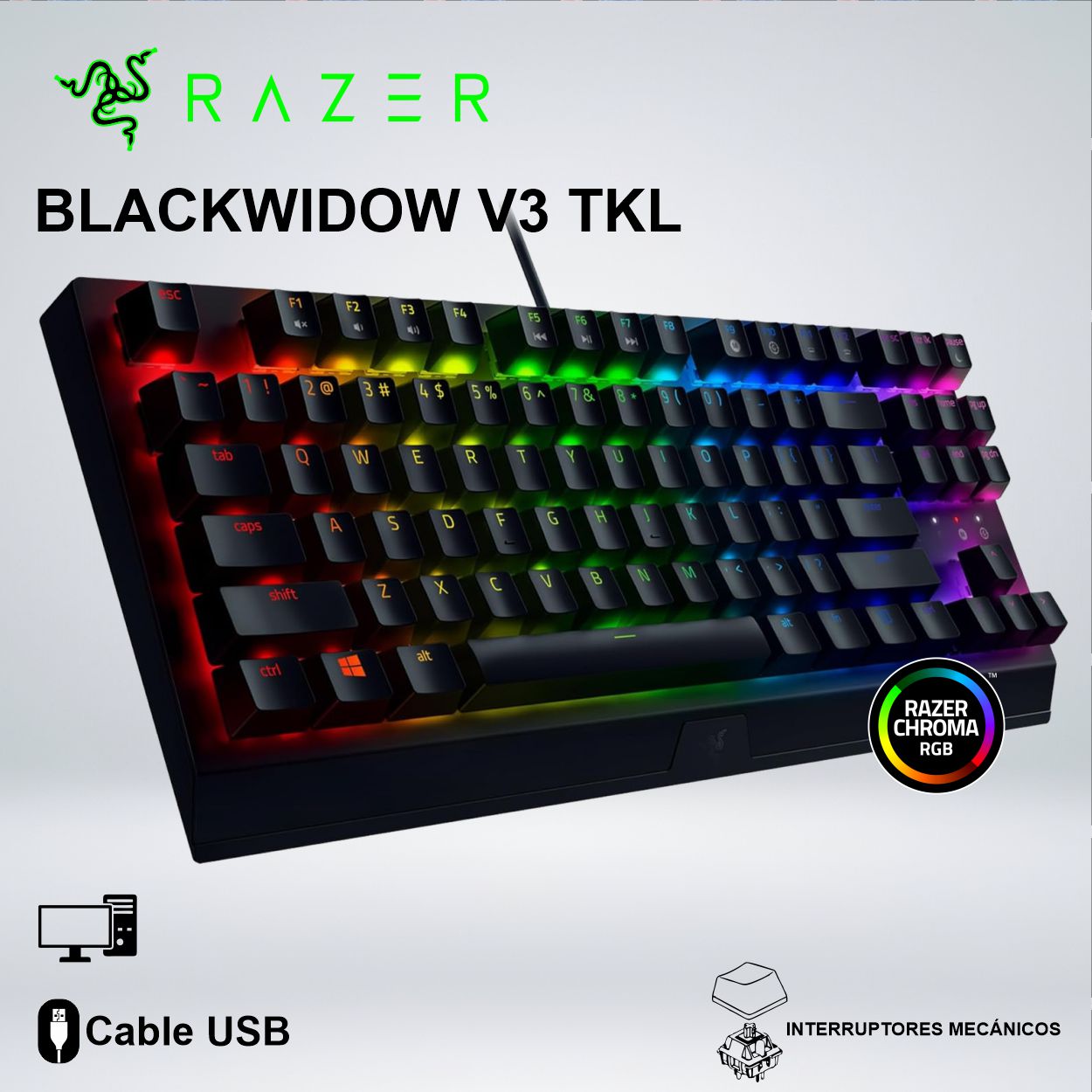 TECLADO GAMER RAZER BLACKWIDOW V3 TKL RGB SWITCH YELLOW