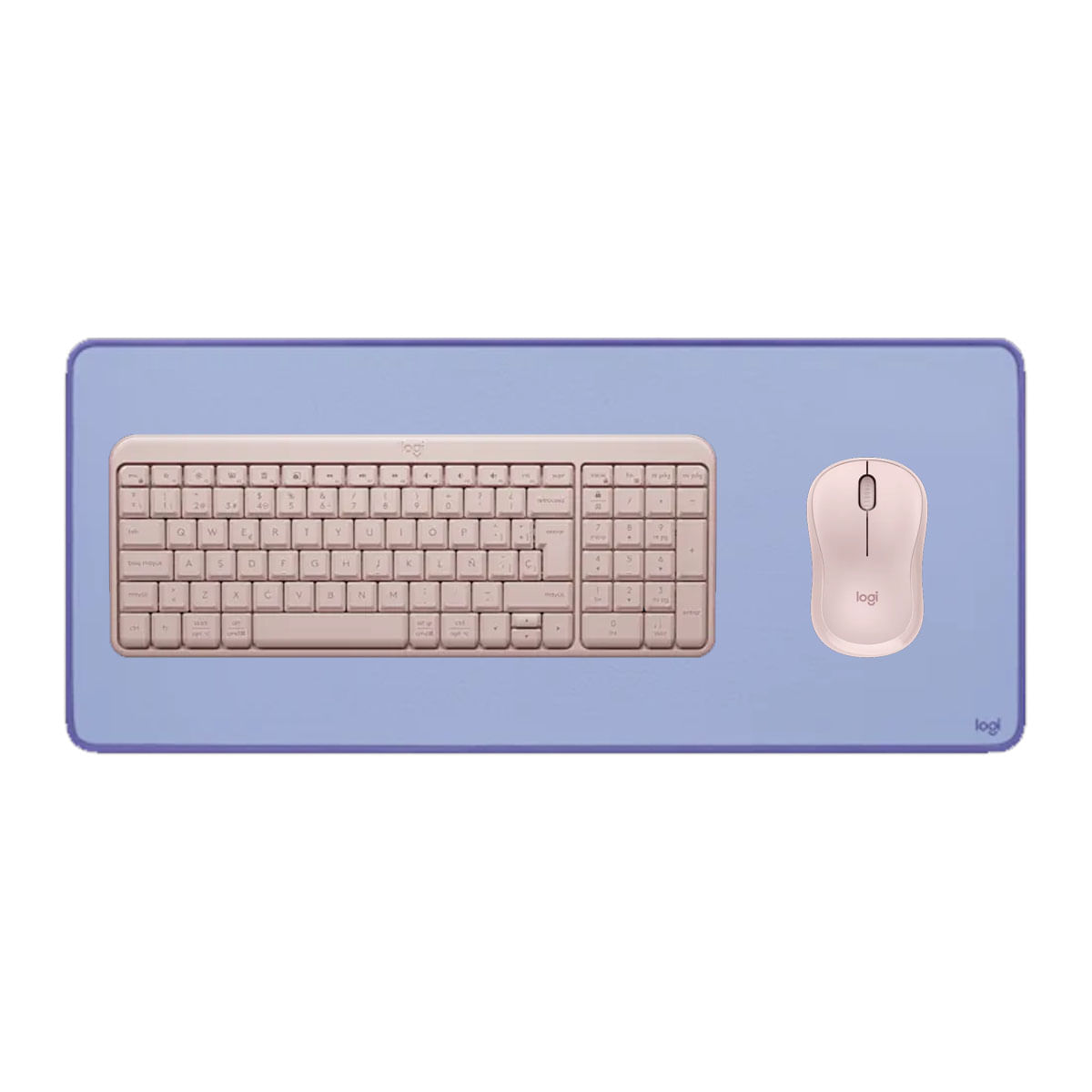 TECLADO Y MOUSE LOGITECH K250 MOUSE M240 ROSADO PAD MOUSE 30X70CM LILA