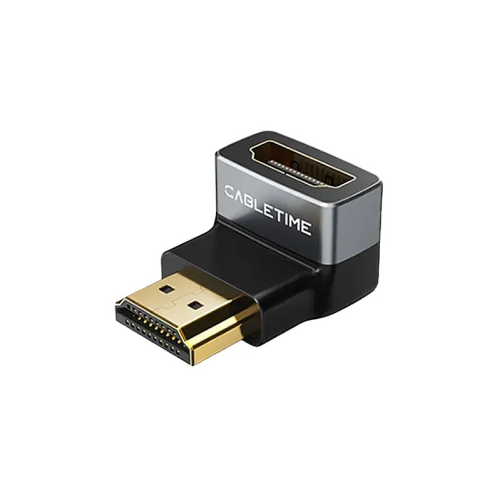 CABLETIME Adaptador HDMI Macho a Hembra 8K60Hz y 4K120Hz Angulo 90 - CP41G