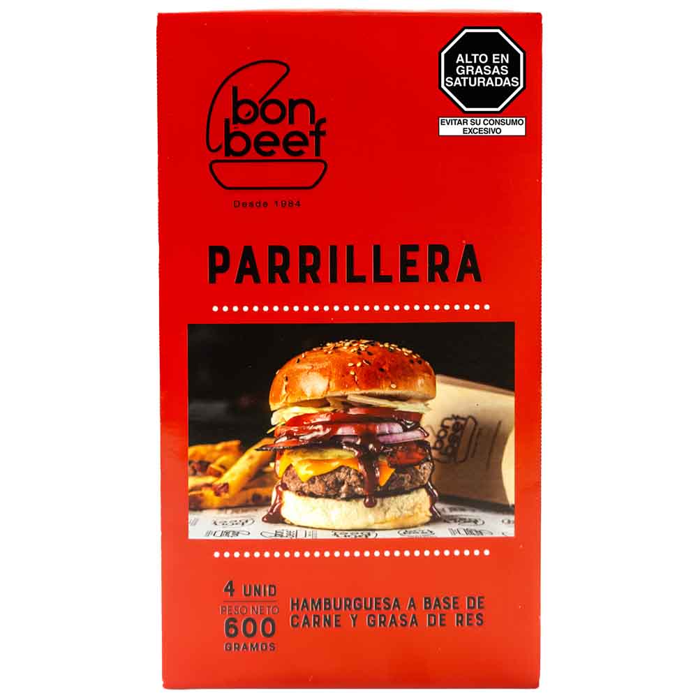 Hamburguesa de Res BON BEEF Parrillera Caja 4un