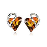 ARETES INFINITY LOVE CORAZÓN INFINITO CON CRISTAL NATAL ÁMBAR