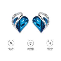 ARETES INFINITY LOVE CORAZÓN INFINITO CON CRISTAL NATAL AZUL INTENSO