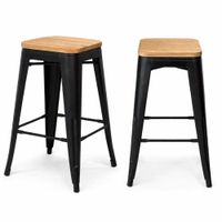 Banco Vintage Negro Wood Natural H61 - Ziyaz