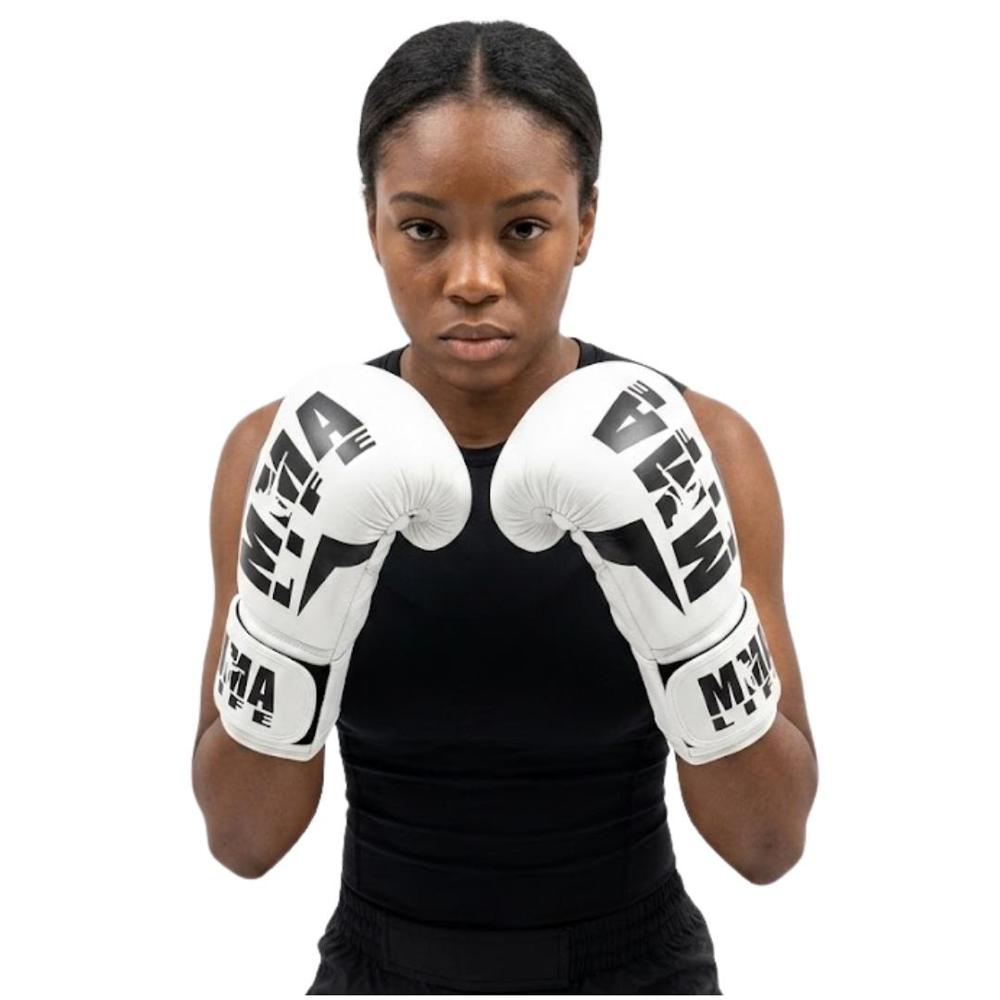 GUANTES DE BOXEO BLANCO MODELO MMA LIFE REAL FITNESS PERU