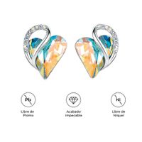 ARETES INFINITY LOVE CORAZÓN INFINITO CON CRISTAL NATAL PERLADO