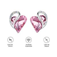 Aretes Infinity Love Corazón Infinito con Cristal Natal Rosa