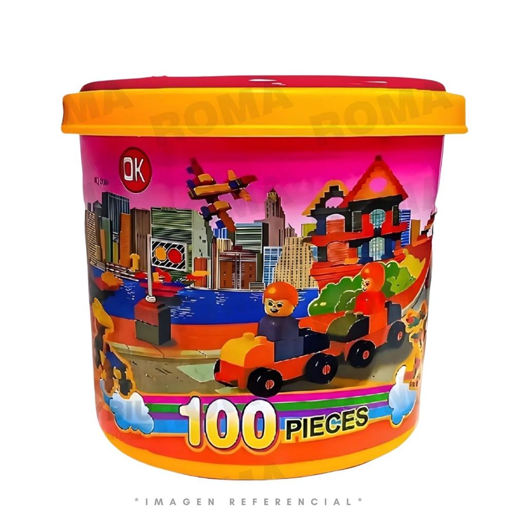 BALDE DE BLOQUES x100 PIEZAS- JUEGO DIDÁCTICO
