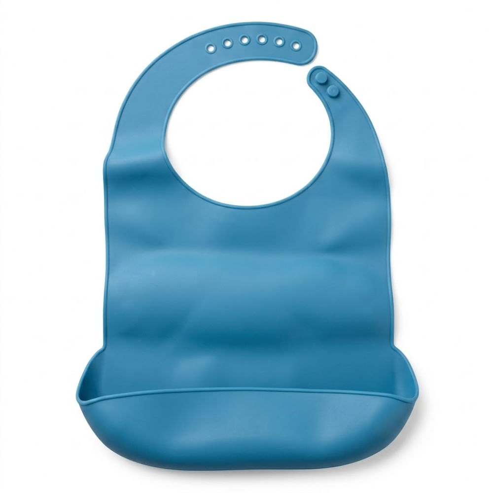 Babero Grande de Silicona para Adulto Celeste
