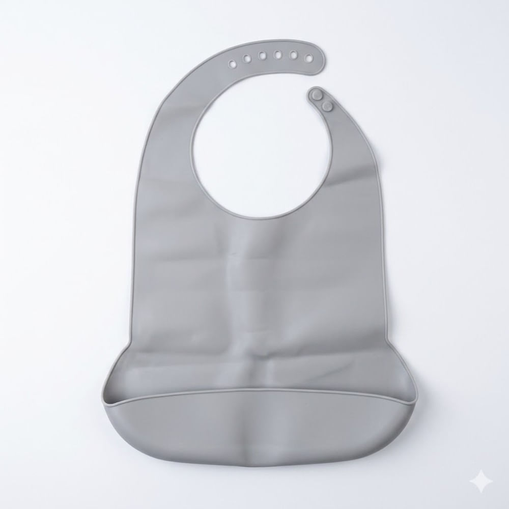 Babero Grande de Silicona para Adulto Plomo