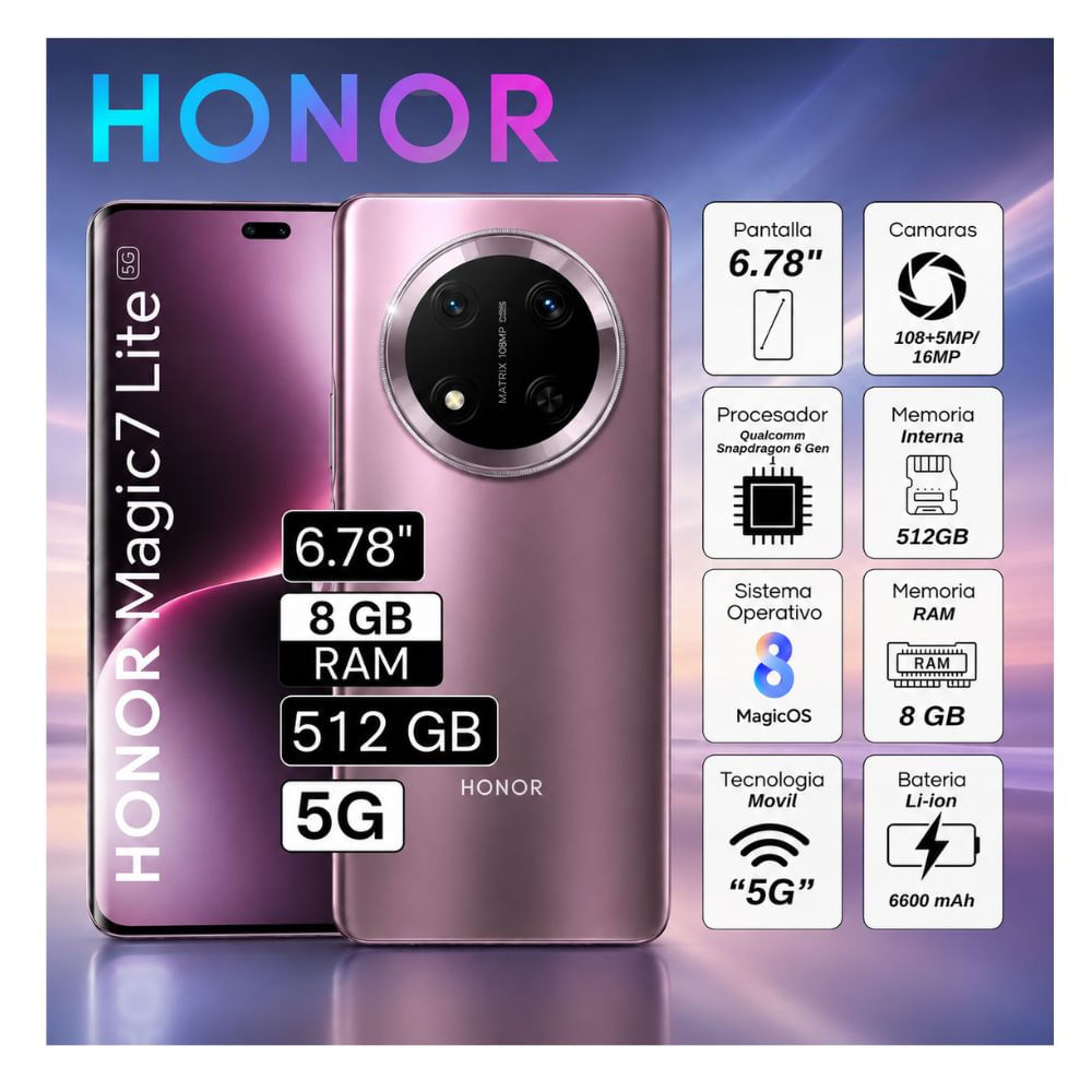 CELULAR HONOR MAGIC 7 LITE 512GB 8GB RAM MORADO