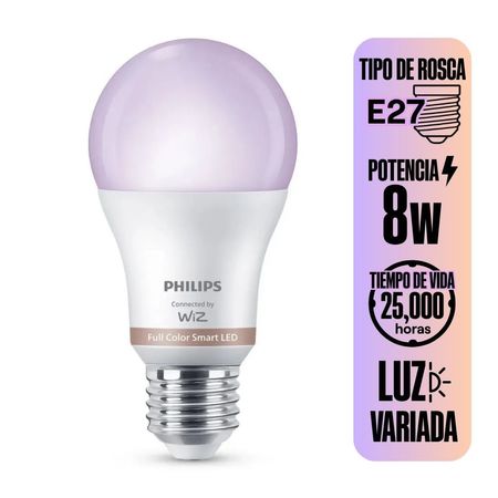 Foco LED Philips Wifi Wiz RGB E27 8W Colores 806 lm
