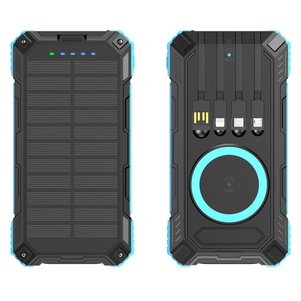 Power Bank Solar 40000mAh Carga Rápida 22.5W Inalámbrico Resistente IP65 Celeste
