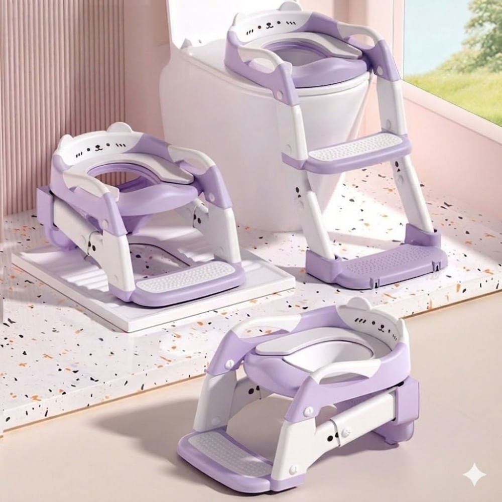 Asiento de Baño Osito y Bacín 2 en 1 con escalera Morado