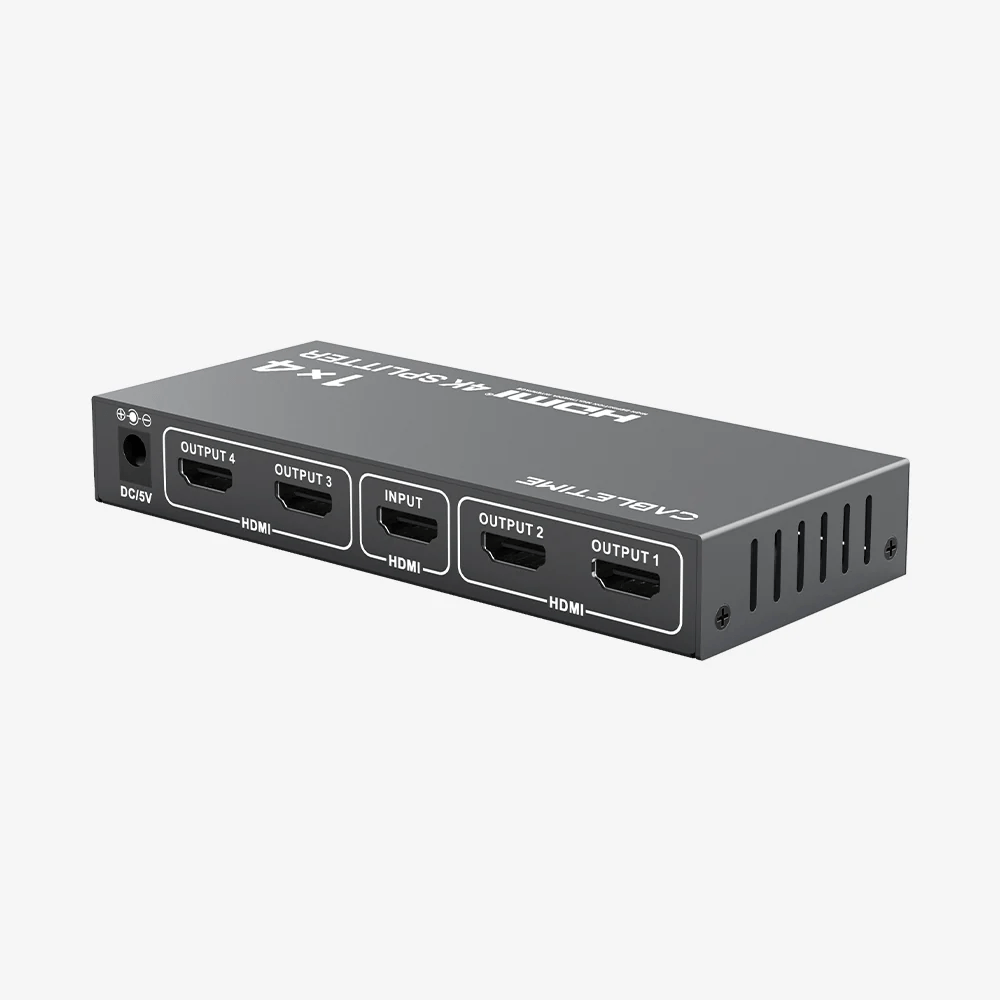 CABLETIME Spliter de Video 4 puertos HDMI 4K30Hz para Monitores Múltiples - CP38G