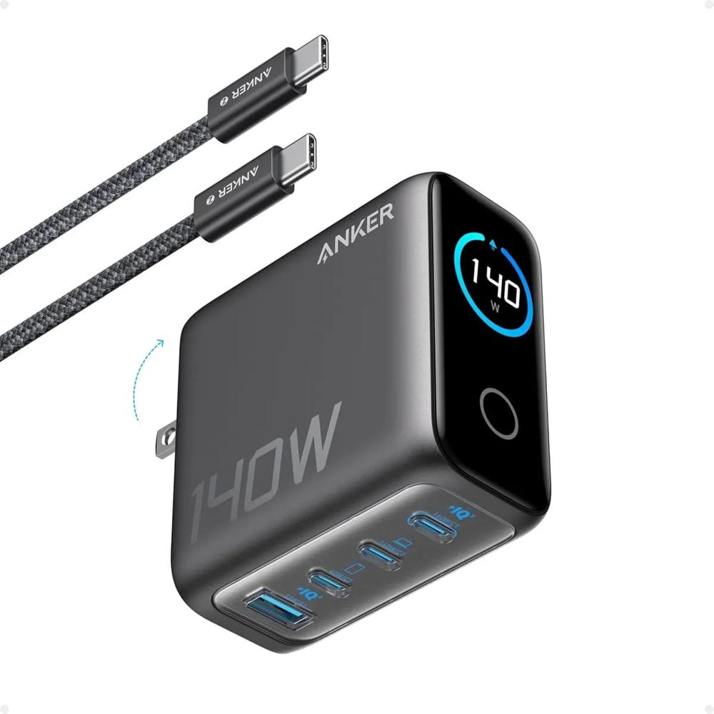 ANKER Cargador de Pared 140W 4 Puertos y Pantalla Digital PD 3.1 B2697J41