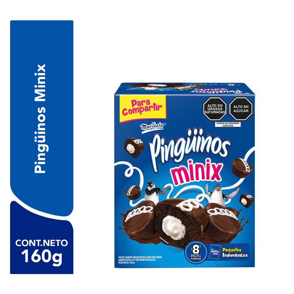 Pastelito Minix Pingüino MARINELA Chocolate Caja 8un