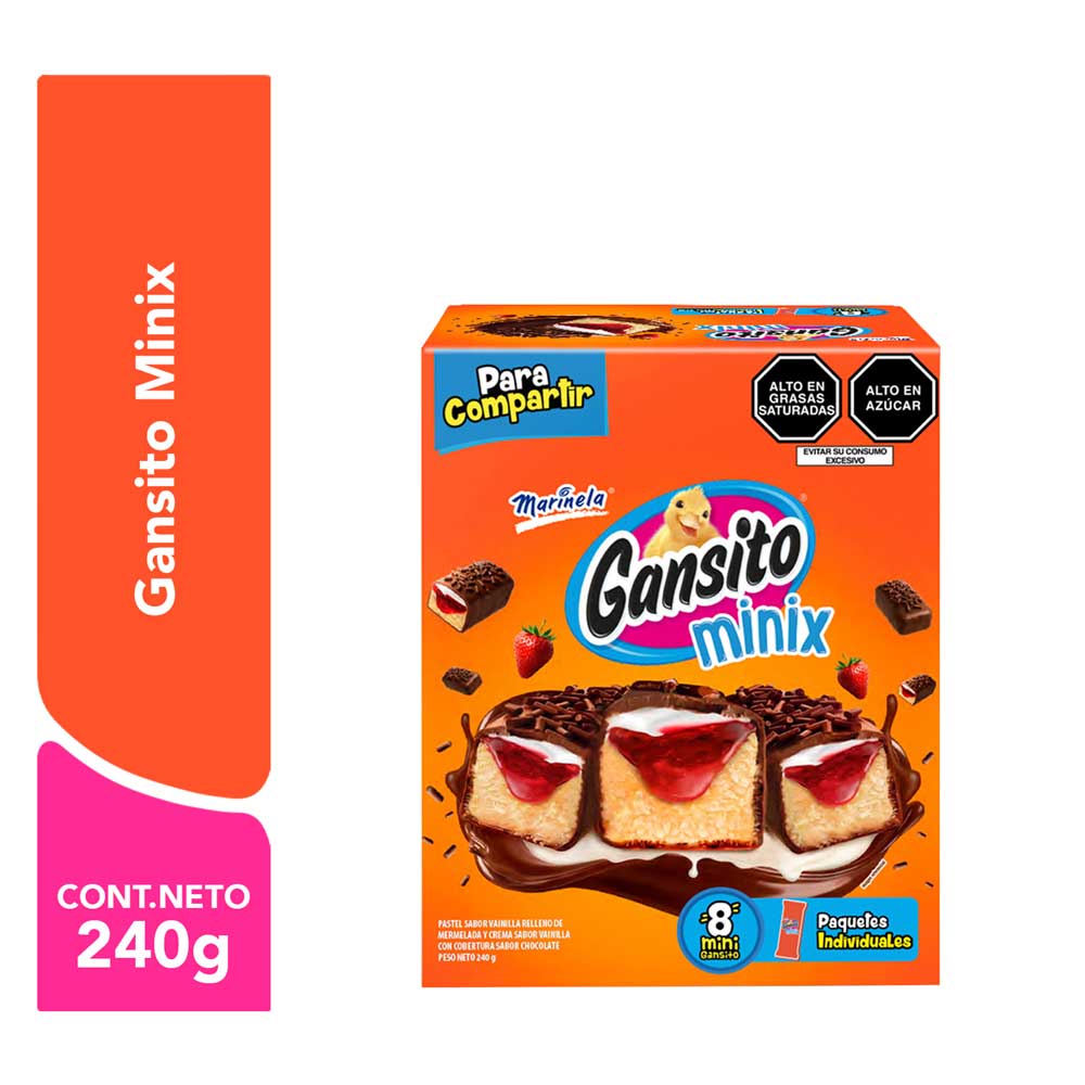 Pastelito Minix Gansito MARINELA Chocolate Caja 8un