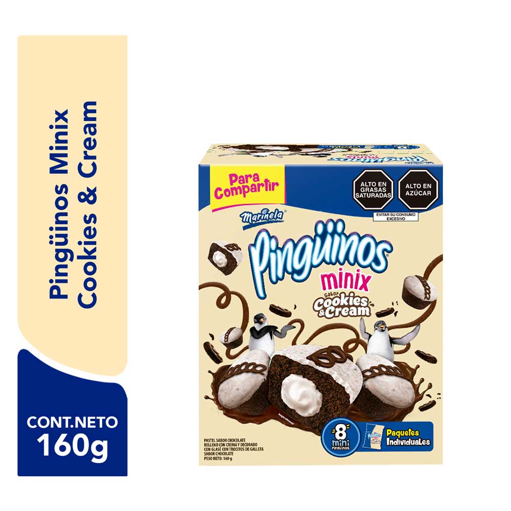 Pastelito Minix Pingüino MARINELA Cook&Cream Caja 8un