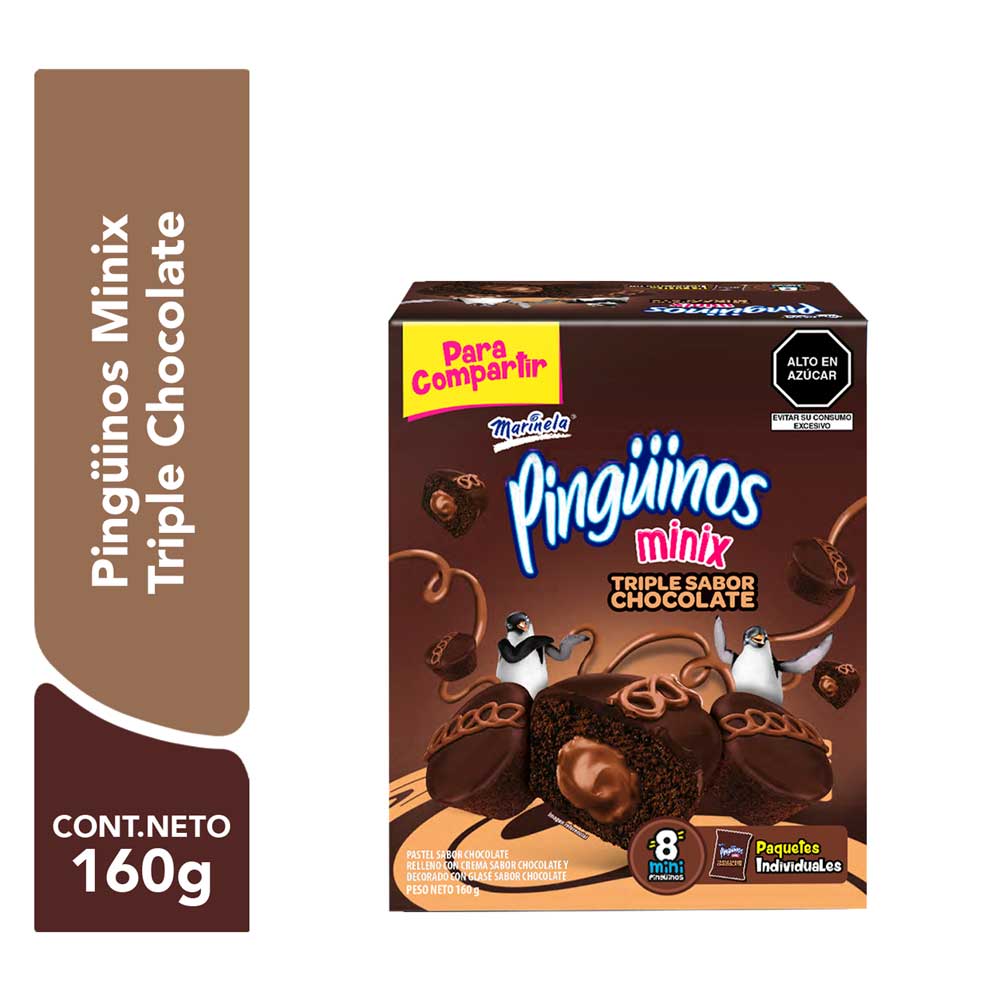 Pastelito Minix Pingüino MARINELA Triple Chocolate Caja 8un