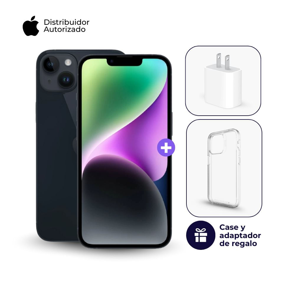 iPhone 14 128GB Negro y Adaptador 20w - Case Space
