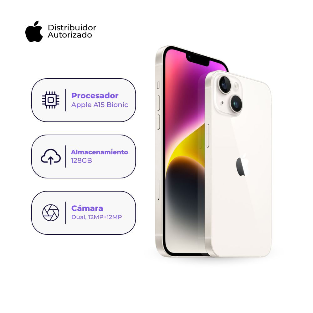 iPhone 14 128GB Blanco y Adaptador 20w - Case Space