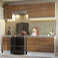 Mueble de Cocina Integral Glamy 240 cm - Blanco y Marrón 10