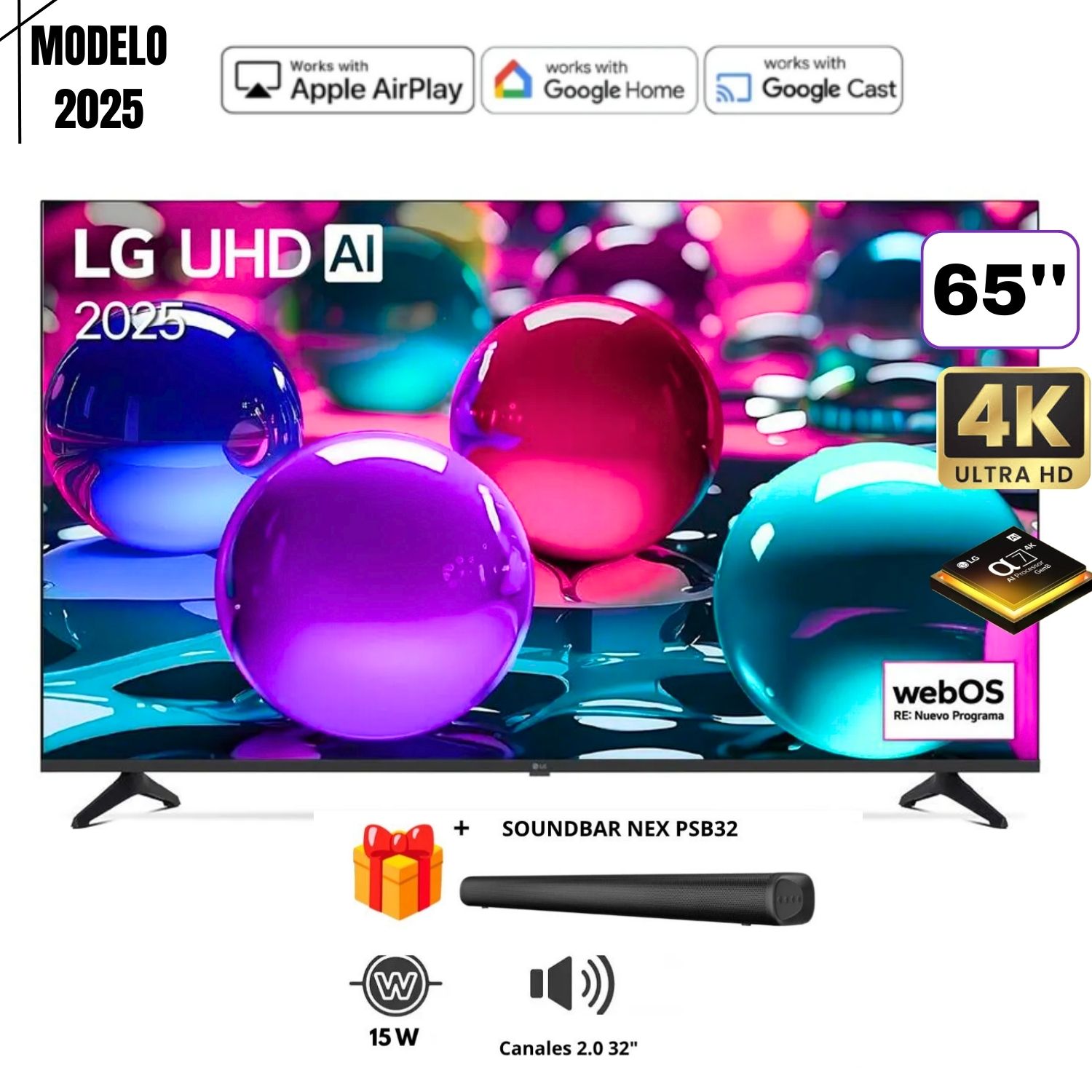 TELEVISOR 65 LG 65UA7300PSB  UHD 4K THINQ AI MAS SOUNDBAR NEX