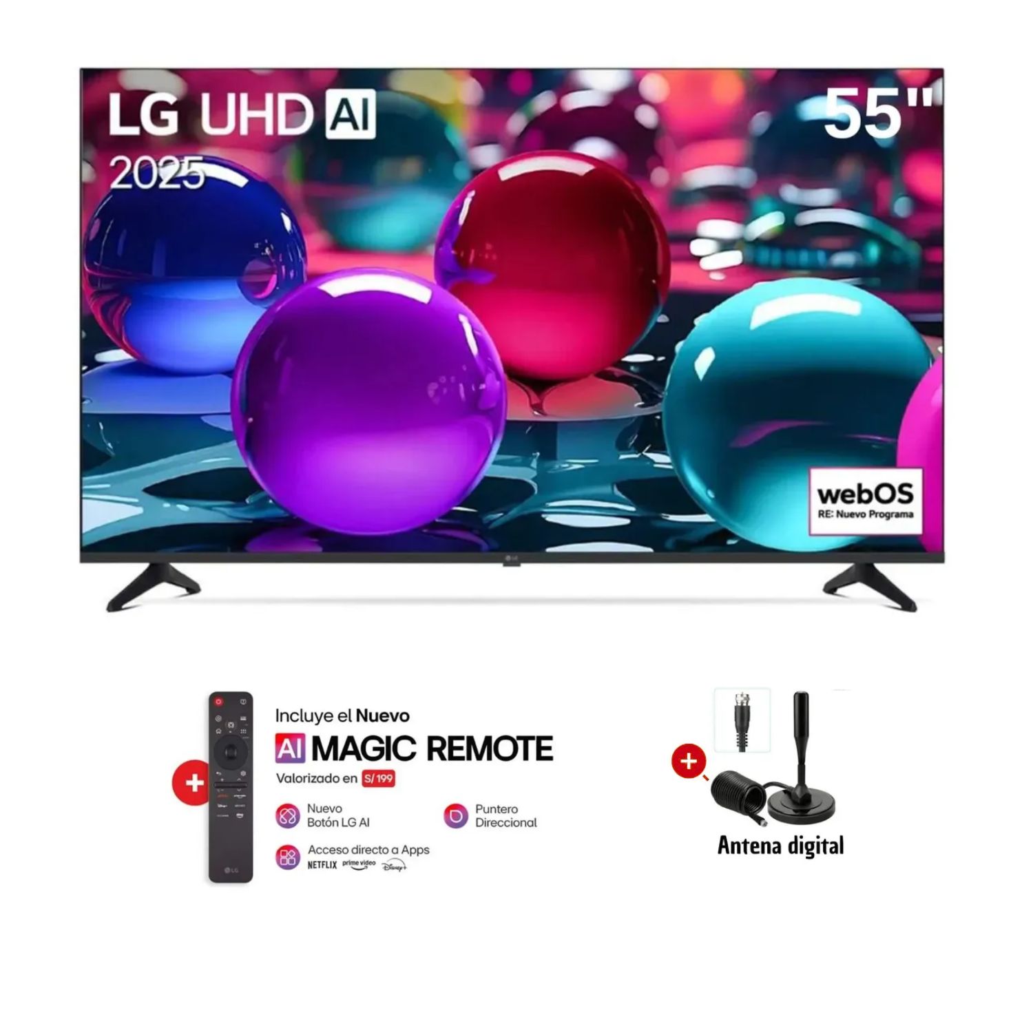 TELEVISOR LG  55 55UA7300PSB LED UHD 4K THINQ AI MAS CONTROL MAGIC 2025