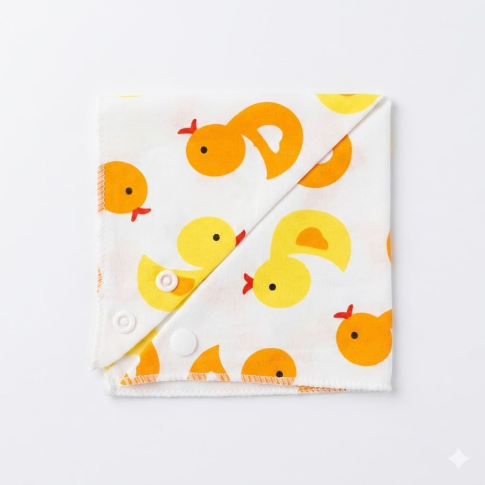 Babero Bandana de Algodón Suave Blanco para Bebés Diseño Patitos