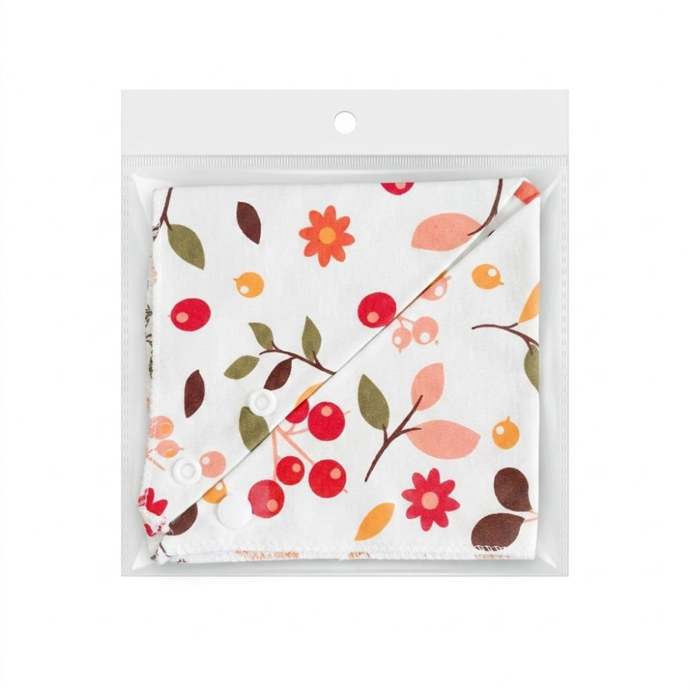 Babero Bandana de Algodón Suave Blanco para Bebés Diseño de Cerezas