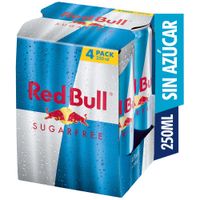 Bebida Energizante RED BULL Sugarfree Lata 250ml Paquete 4un