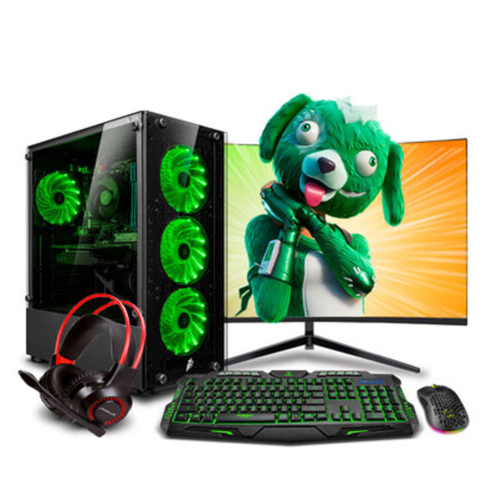 COMPUTADORA PC GAMER Green Core i5 10400F 8GB 500GB 24VA RTX3050 6GB MI PC LISTA MIPCLISTA