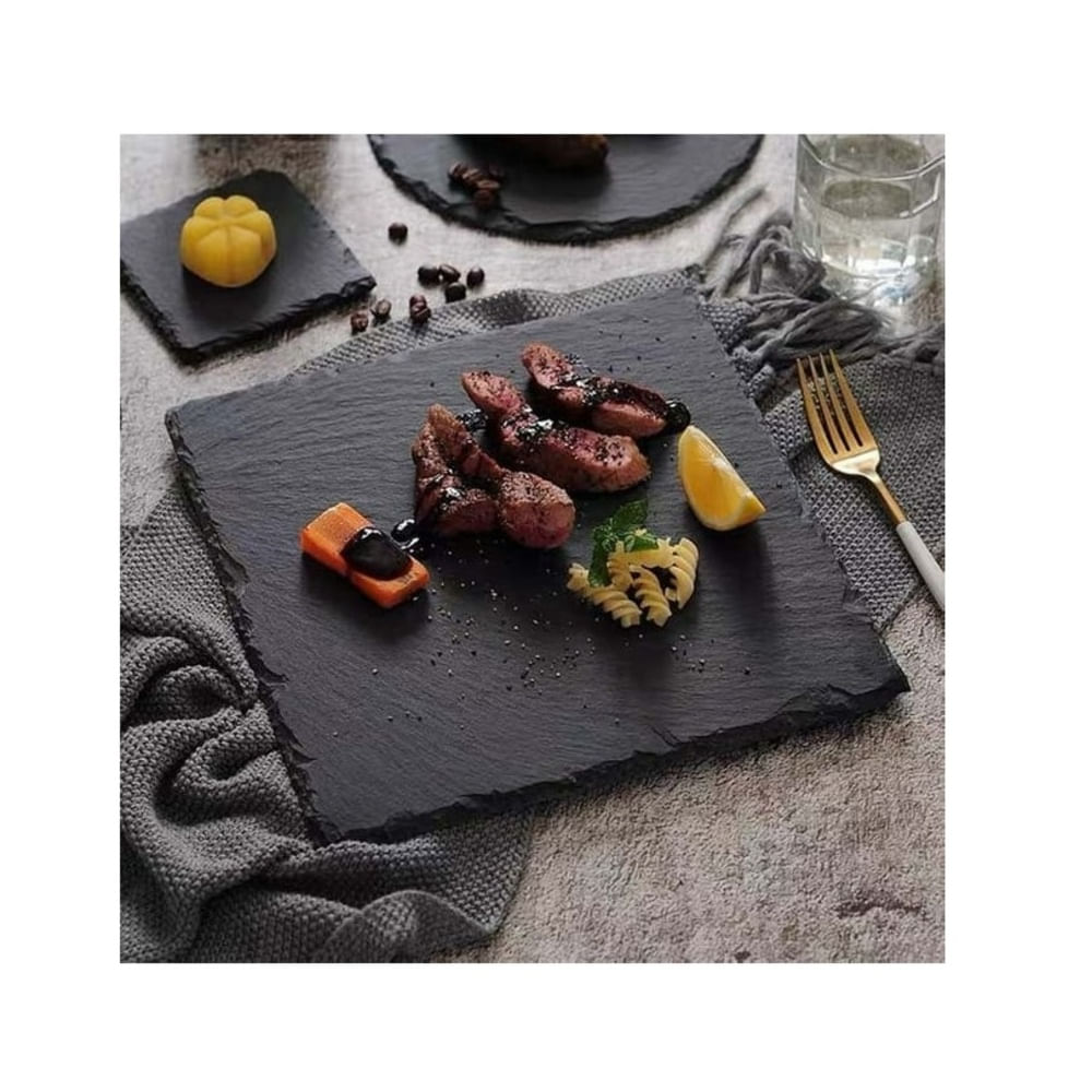 Plato Nice Cuadrado Pizarra 25 X 25 Cm Para Cena Postre Sushi