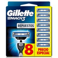 Repuestos para Máquina de Afeitar GILLETTE para Mach3 con 3 Hojas Blíster 8un