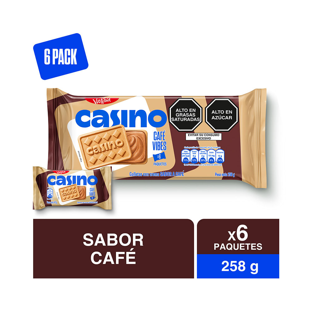Galletas CASINO Sabor a Café Paquete 6un