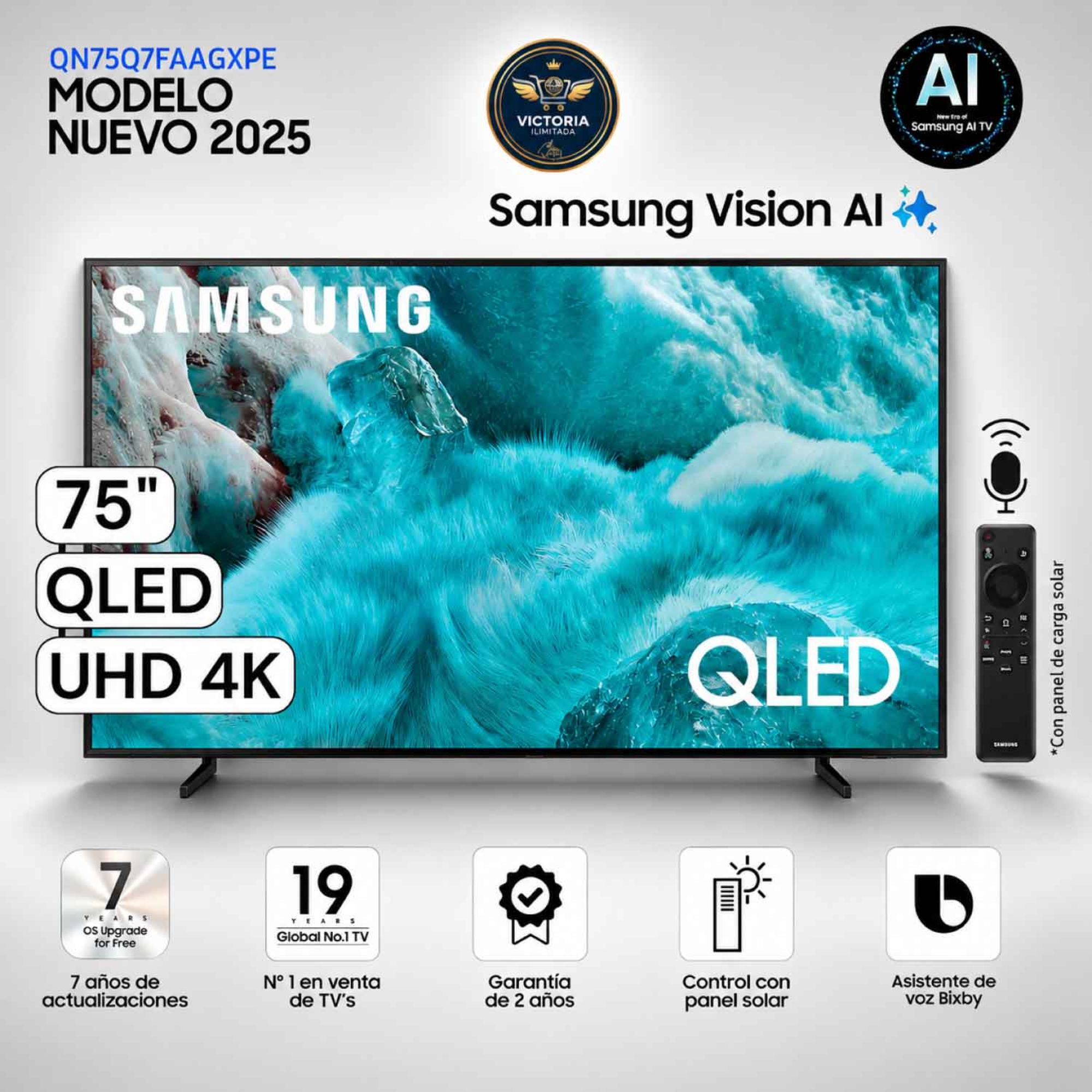 Televisor Samsung 75 Pulg QLED QN75Q7FAAGXPE Vision Ai Smart Tv Modelo 2025