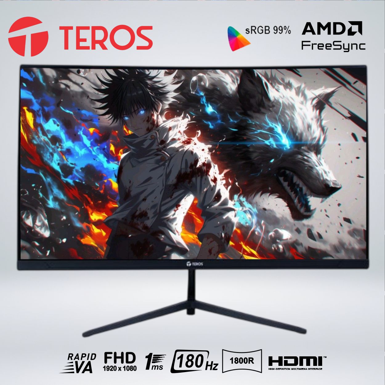 MONITOR GAME CURVO TEROS TE-2787G FULL HD 27'' VA 180hz 1ms 1800R