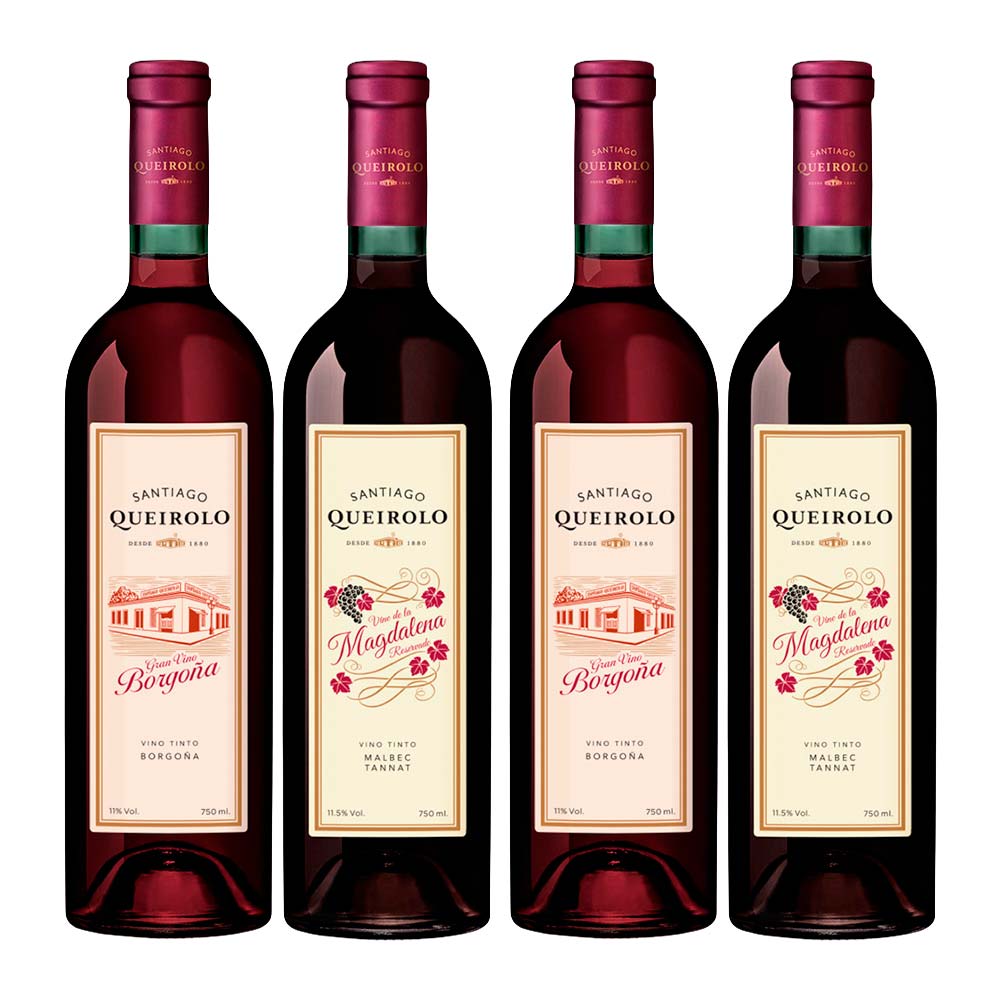 Pack Vino Tinto SANTIAGO QUEIROLO Gran Borgoña Magdalena Semiseco Pack 750ml x 2un