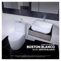 Combo De Inodoro Boston Blanco + Bowl Kristin Blanco + Desagüe Pop Up Grande Cromado S/Rebose
