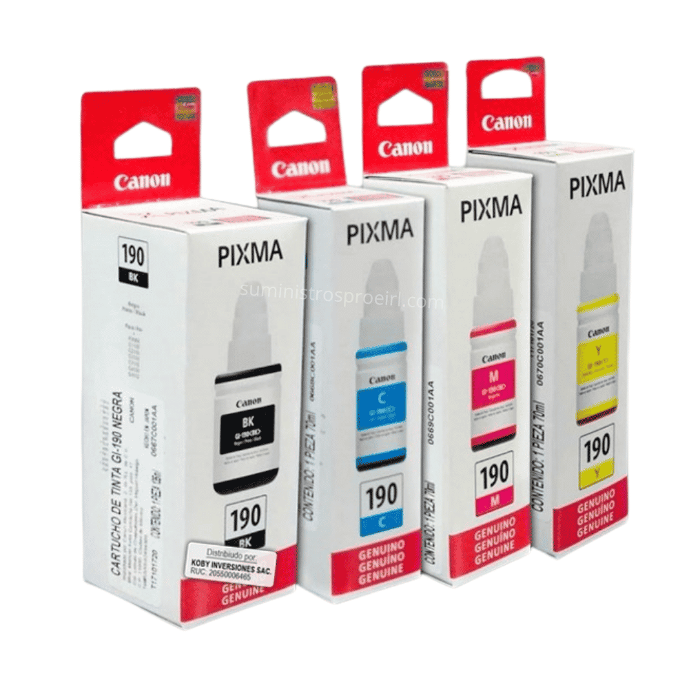 Kit Tinta Canon GI-190 GI-190BK GI-190C GI-190M GI-190Y