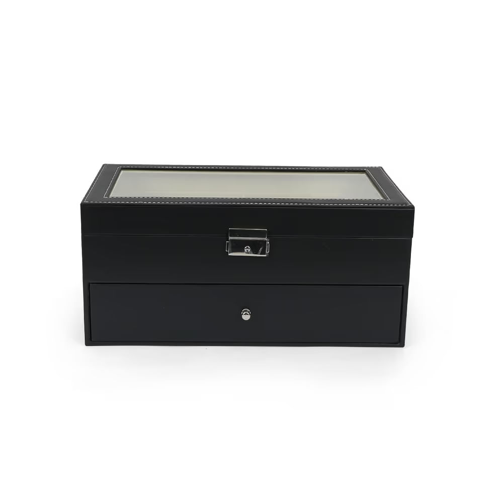 DIA DEL PADRE - Porta lentes de cuerina con cerradura – 2 niveles 33.5x19.5x15.5cm
