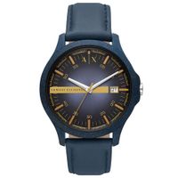 Reloj Armani Exchange Hampton AX2442 Fecha Acero Inoxidable Correa de Cuero Azui