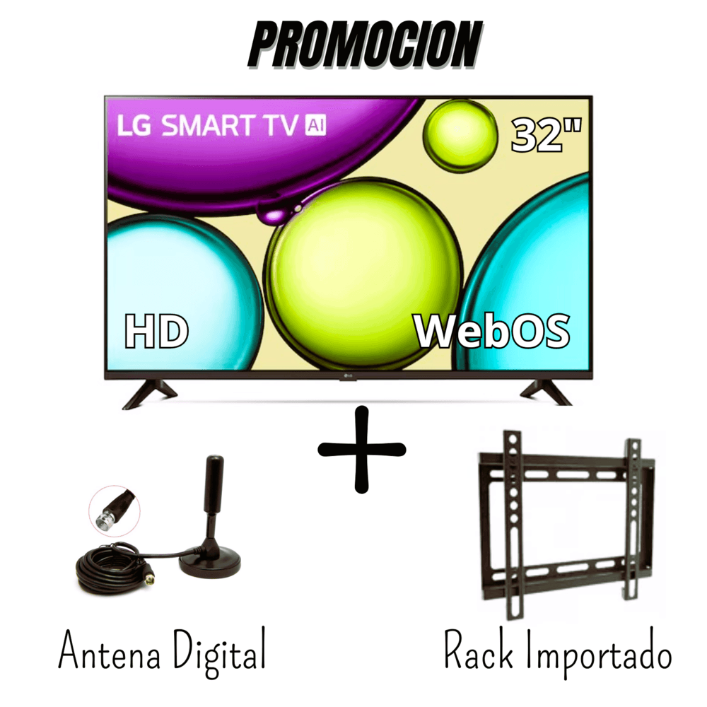 Televisor LG 32 Pulgadas Smart TV WebOS HDR10 32LR600BPSC - Antena Digital -  Rack Importado